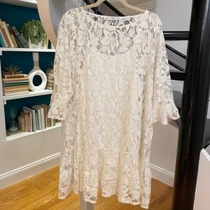 Mango Off White Lace Dress